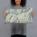 Person holding 20x12 Custom Silverton Colorado Map Throw Pillow in Woodblock