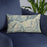Custom Silverton Colorado Map Throw Pillow in Woodblock on Blue Colored Chair