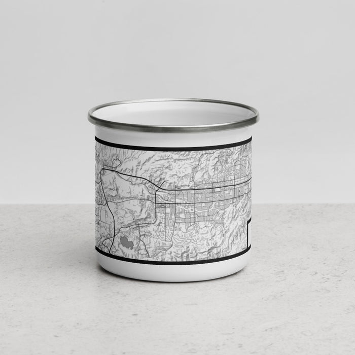 Front View Custom Simi Valley California Map Enamel Mug in Classic