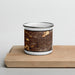 Front View Custom Simi Valley California Map Enamel Mug in Ember on Cutting Board