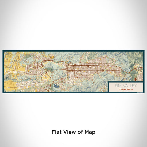 Flat View of Map Custom Simi Valley California Map Enamel Mug in Woodblock