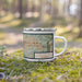 Right View Custom Simi Valley California Map Enamel Mug in Woodblock on Grass With Trees in Background