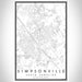 Simpsonville South Carolina Map Print Portrait Orientation in Classic Style With Shaded Background