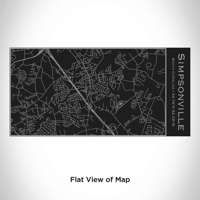 Rendered View of Simpsonville South Carolina Map Engraving on 17oz Stainless Steel Insulated Cola Bottle in Black