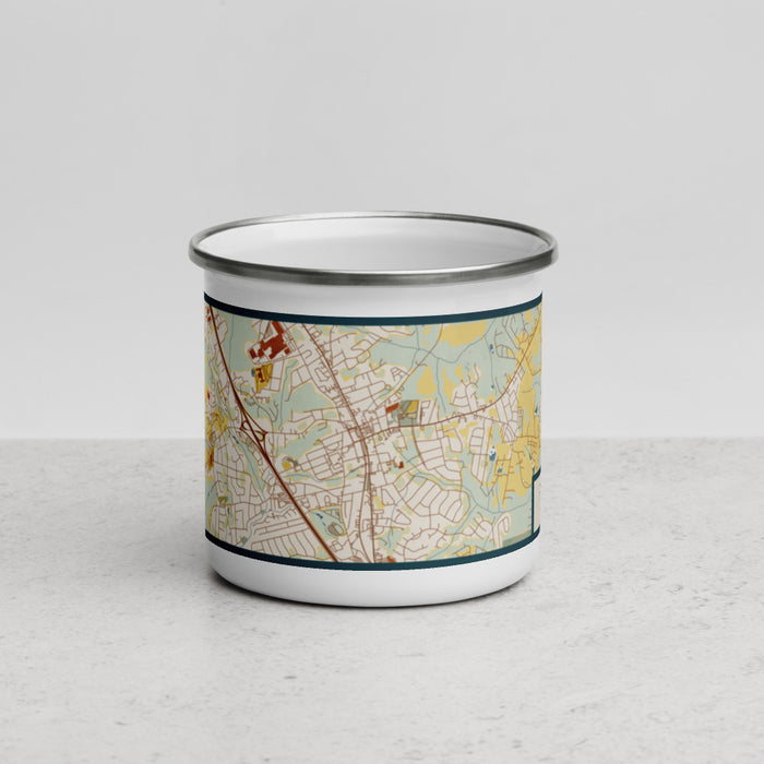 Front View Custom Simpsonville South Carolina Map Enamel Mug in Woodblock