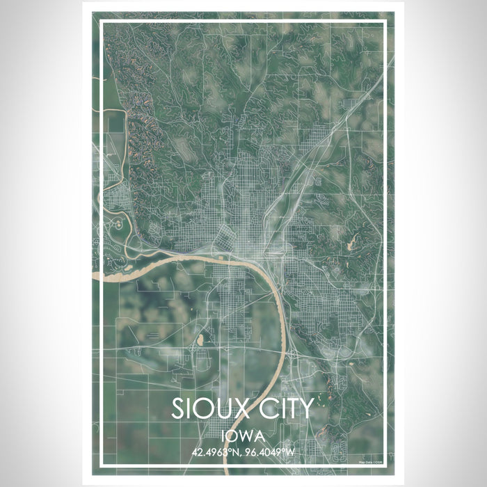 Sioux City Iowa Map Print Portrait Orientation in Afternoon Style With Shaded Background