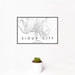 12x18 Sioux City Iowa Map Print Landscape Orientation in Classic Style With Small Cactus Plant in White Planter
