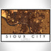 Sioux City Iowa Map Print Landscape Orientation in Ember Style With Shaded Background