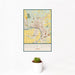 12x18 Sioux City Iowa Map Print Portrait Orientation in Woodblock Style With Small Cactus Plant in White Planter