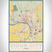 Sioux City Iowa Map Print Portrait Orientation in Woodblock Style With Shaded Background