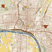 Sioux City Iowa Map Print in Woodblock Style Zoomed In Close Up Showing Details