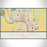 Sioux City Iowa Map Print Landscape Orientation in Woodblock Style With Shaded Background