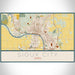 Sioux City Iowa Map Print Landscape Orientation in Woodblock Style With Shaded Background