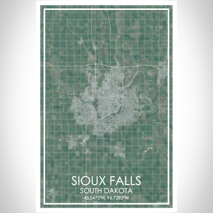 Sioux Falls South Dakota Map Print Portrait Orientation in Afternoon Style With Shaded Background