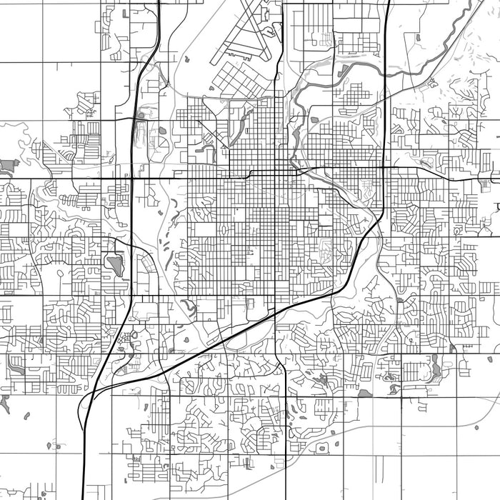Sioux Falls South Dakota Map Print in Classic Style Zoomed In Close Up Showing Details