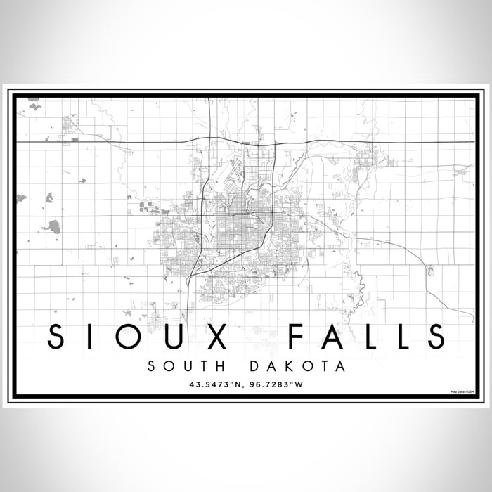 Sioux Falls South Dakota Map Print Landscape Orientation in Classic Style With Shaded Background