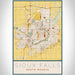 Sioux Falls South Dakota Map Print Portrait Orientation in Woodblock Style With Shaded Background