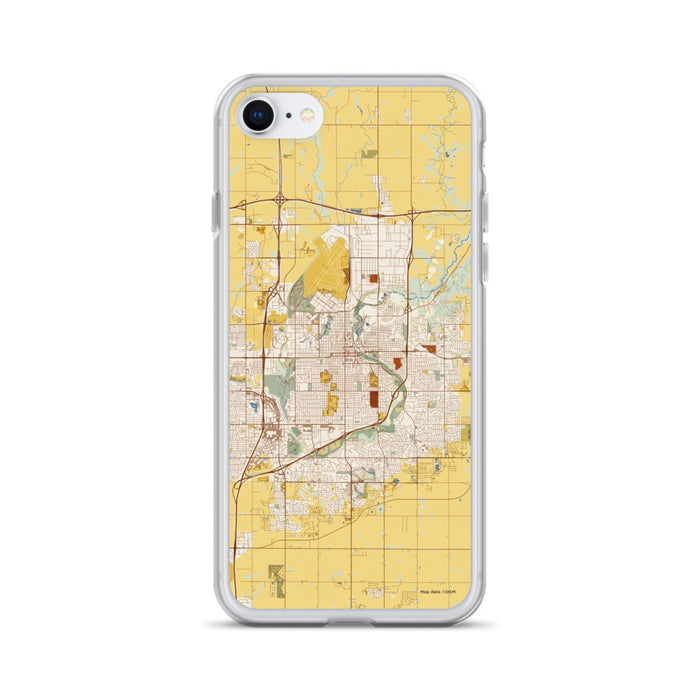 Custom Sioux Falls South Dakota Map iPhone SE Phone Case in Woodblock