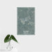 16x24 Sisters Oregon Map Print Portrait Orientation in Afternoon Style With Tropical Plant Leaves in Water