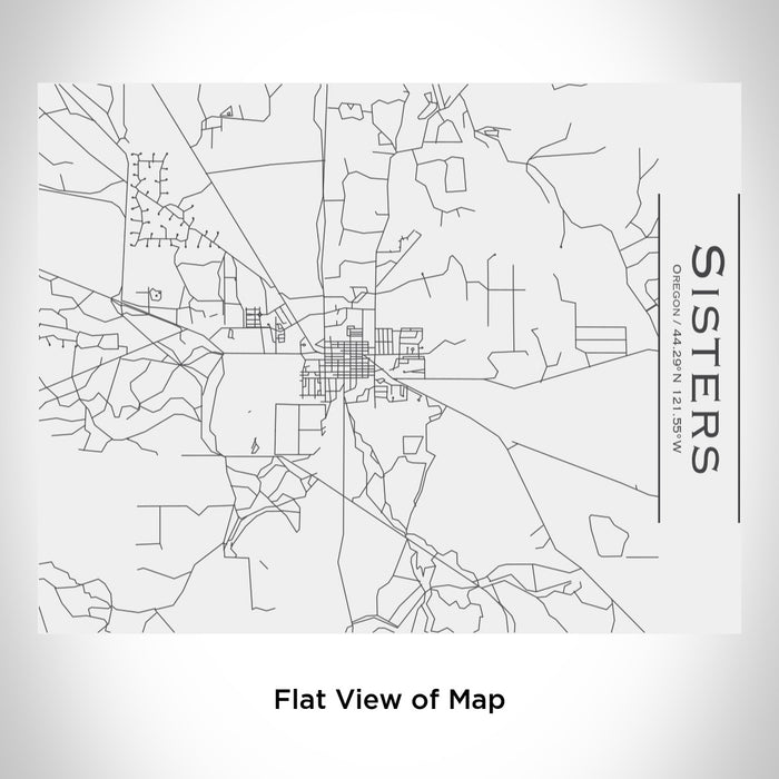Rendered View of Sisters Oregon Map Engraving on 20oz Stainless Steel Insulated Bottle with Bamboo Top in White