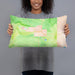 Person holding 20x12 Custom Sisters Oregon Map Throw Pillow in Watercolor