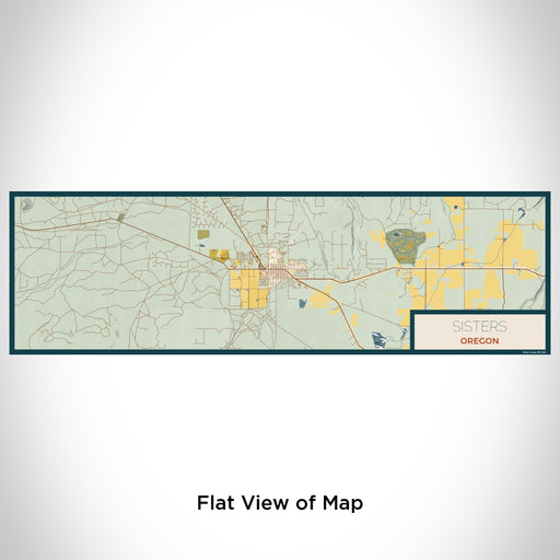 Flat View of Map Custom Sisters Oregon Map Enamel Mug in Woodblock