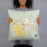 Person holding 18x18 Custom Sisters Oregon Map Throw Pillow in Woodblock