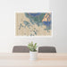 24x36 Sitka Alaska Map Print Lanscape Orientation in Afternoon Style Behind 2 Chairs Table and Potted Plant