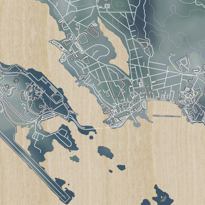 Sitka Alaska Map Print in Afternoon Style Zoomed In Close Up Showing Details