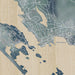 Sitka Alaska Map Print in Afternoon Style Zoomed In Close Up Showing Details