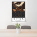 24x36 Sitka Alaska Map Print Portrait Orientation in Ember Style Behind 2 Chairs Table and Potted Plant