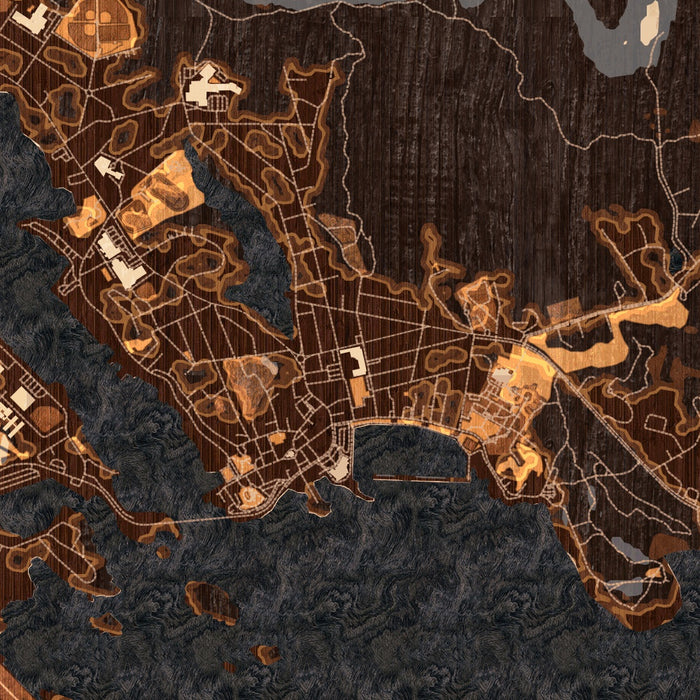 Sitka Alaska Map Print in Ember Style Zoomed In Close Up Showing Details