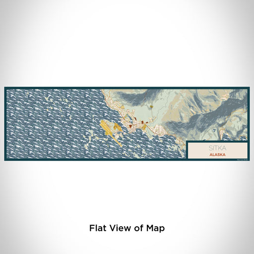 Flat View of Map Custom Sitka Alaska Map Enamel Mug in Woodblock