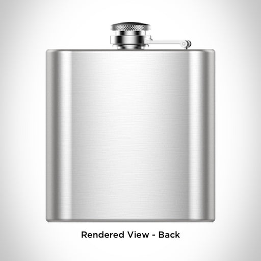 Rendered View of Custom Map Engraving on 6oz Hip Flask Back View