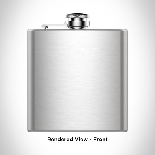 Rendered View of Custom Map Engraving on 6oz Hip Flask Front View