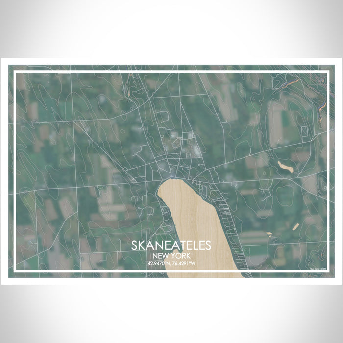 Skaneateles New York Map Print Landscape Orientation in Afternoon Style With Shaded Background
