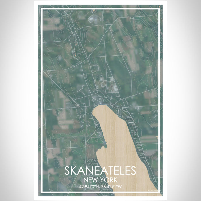 Skaneateles New York Map Print Portrait Orientation in Afternoon Style With Shaded Background