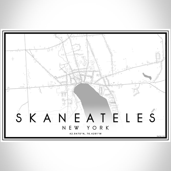 Skaneateles New York Map Print Landscape Orientation in Classic Style With Shaded Background