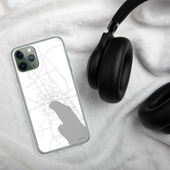 Custom Skaneateles New York Map Phone Case in Classic on Table with Black Headphones