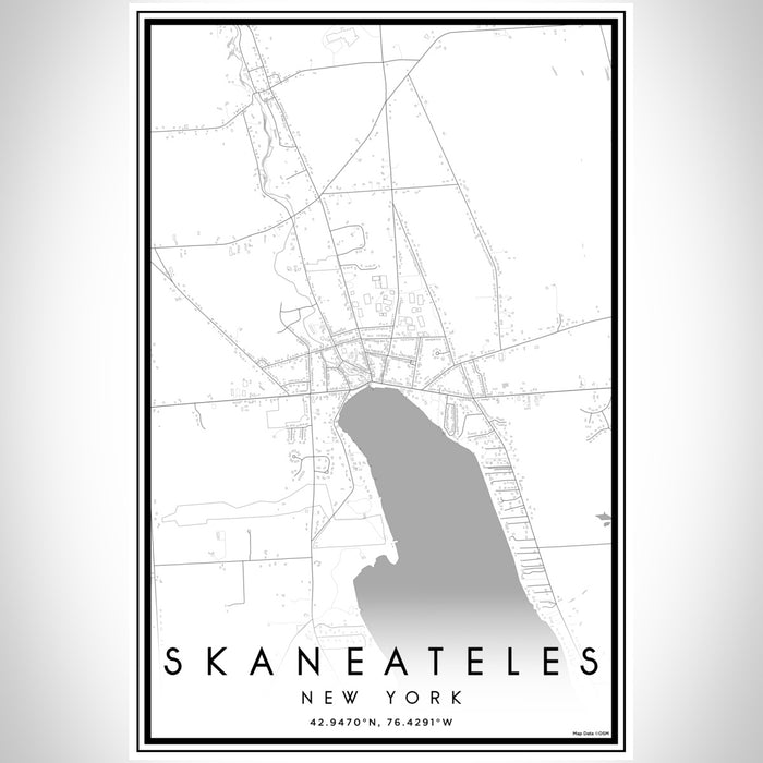 Skaneateles New York Map Print Portrait Orientation in Classic Style With Shaded Background