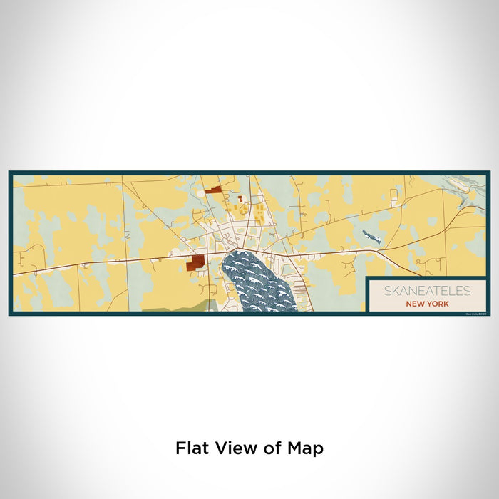 Flat View of Map Custom Skaneateles New York Map Enamel Mug in Woodblock
