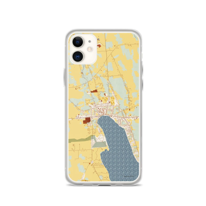 Custom iPhone 11 Skaneateles New York Map Phone Case in Woodblock