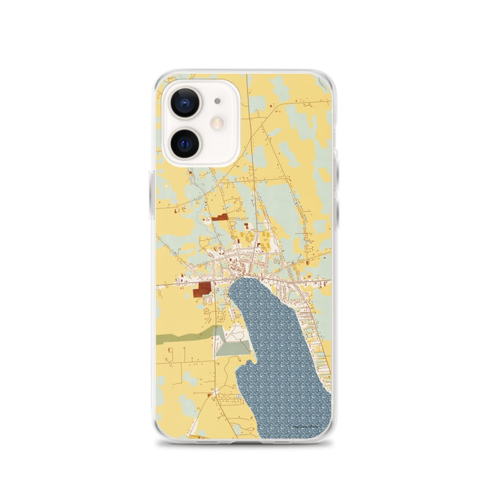 Custom iPhone 12 Skaneateles New York Map Phone Case in Woodblock