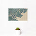 12x18 Skidaway Island Georgia Map Print Landscape Orientation in Afternoon Style With Small Cactus Plant in White Planter