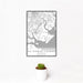 12x18 Skidaway Island Georgia Map Print Portrait Orientation in Classic Style With Small Cactus Plant in White Planter