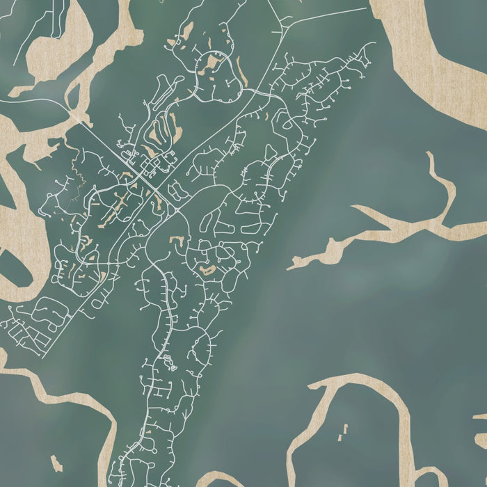 Skidaway Island Georgia Map Print in Afternoon Style Zoomed In Close Up Showing Details