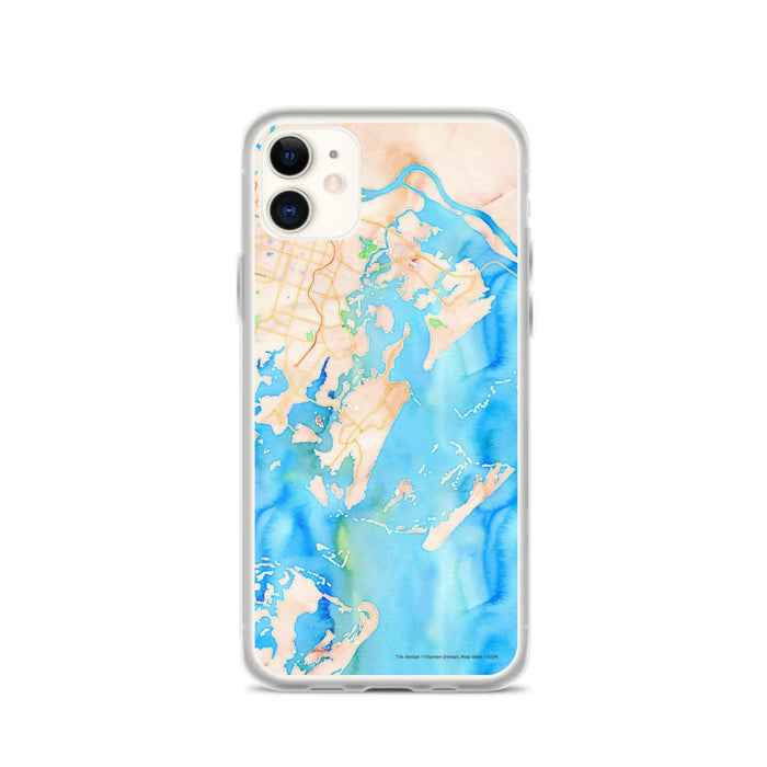 Custom iPhone 11 Skidaway Island Georgia Map Phone Case in Watercolor