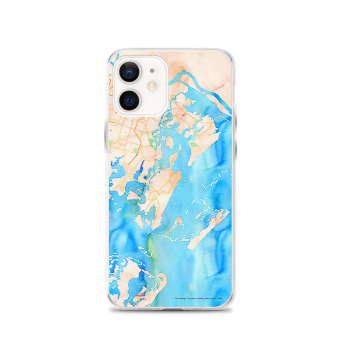Custom iPhone 12 Skidaway Island Georgia Map Phone Case in Watercolor