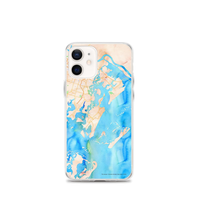 Custom iPhone 12 mini Skidaway Island Georgia Map Phone Case in Watercolor