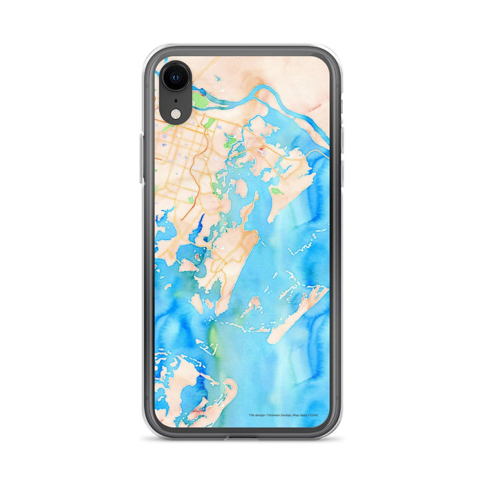Custom iPhone XR Skidaway Island Georgia Map Phone Case in Watercolor